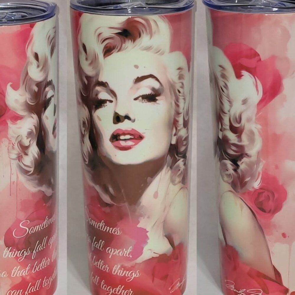 Pink Floral Marilyn Monroe Tumbler 8666 Handmade NWT Boutique